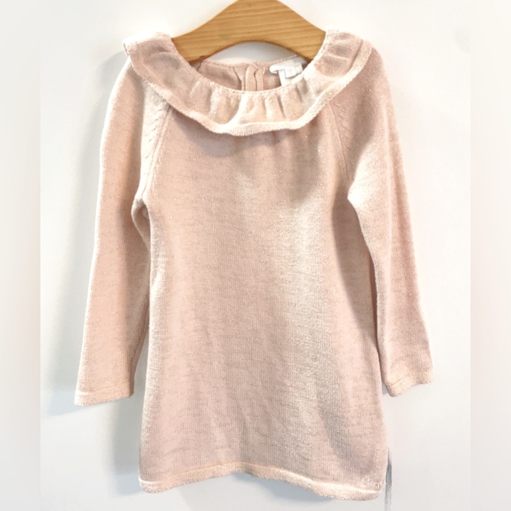 Chloe Ruffled Knot Dress with Gold thread in Pink 3T